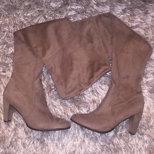 Suede thigh high boots